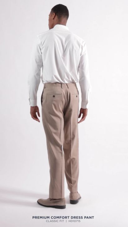 Haggar Premium Comfort Tonal Plaid Mens Classic Fit Dress Flat Front Pant,  Color: Taupe - JCPenney