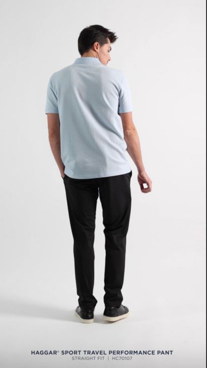 Haggar Uomo Sport Travel Performance Pantaloni Casual – Vestibilità Dritta, Fronte Piatto – Tessuto Repreve TruTemp365 – Kaki – 34W X 30L