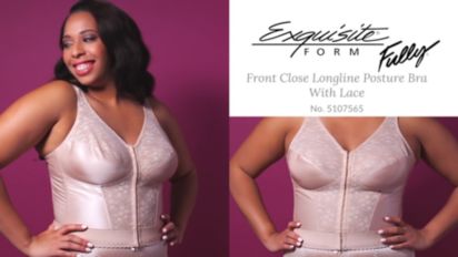 Exquisite Form Fully Back Close Longline Wire-Free Bra - Beige - Curvy