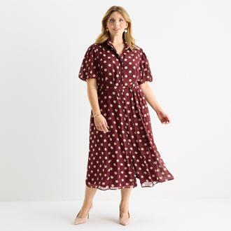 52seven Plus Dots Midi Fit + Flare Dress