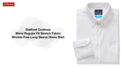 Stafford Regular Travel Oxford Mens Button Down Collar Long Sleeve Wrinkle  Free Stretch Dress Shirt