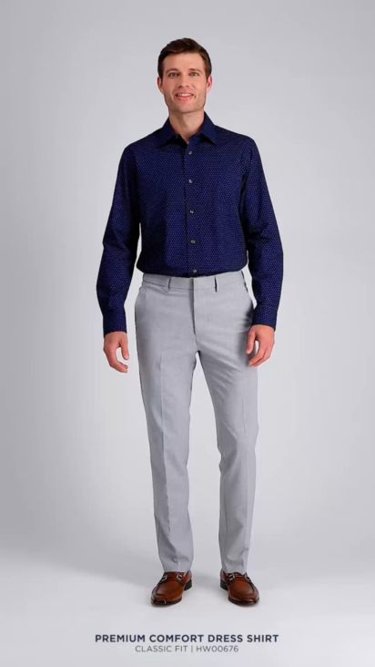haggar fitted dress shirts Haggar Big Wrinkle Free Classic Fit Dress Shirt in Black main image 1