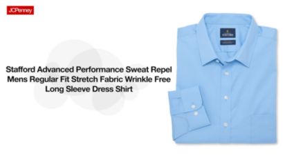 Stafford Advanced Performance Sweat Repel Mens Regular Fit Stretch Fabric  Wrinkle Free Long Sleeve Dress Shirt