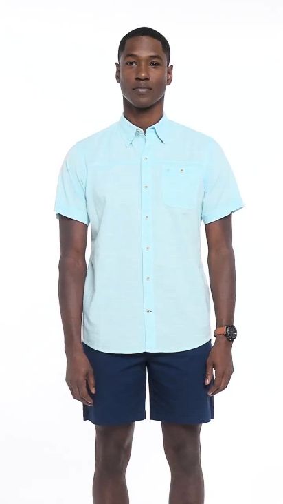 IZOD Dockside Chambray Mens Short Sleeve Classic Fit Button-Down