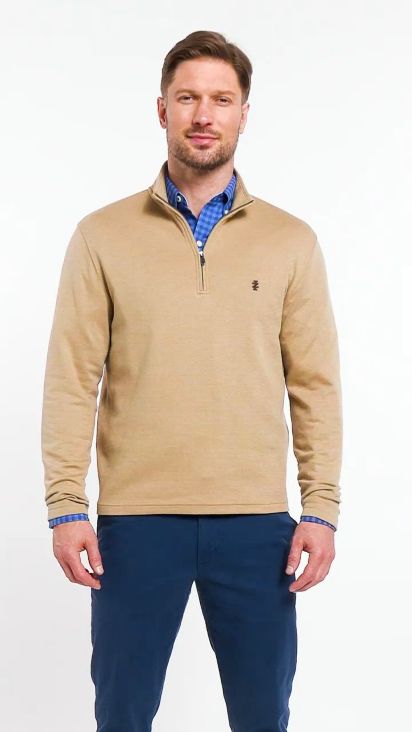 IZOD Luxury Sport Textured Mens Long Sleeve Quarter-Zip Pullover