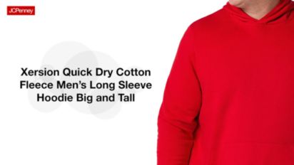 Xersion Big and Tall Quick Dry Cotton Fleece Mens Long Sleeve