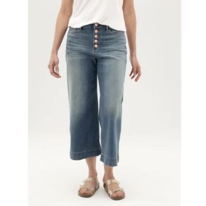 ana Womens High Rise Wide Leg Cropped Jean