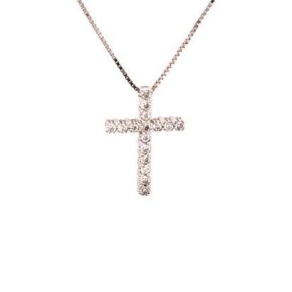 Womens 1/4 CT. T.W. Mined White Diamond 10K White Gold Cross