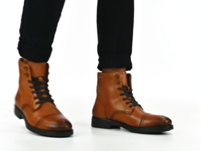 Thomas And Vine Mens Darko Block Heel Lace-Up Boots, Color: Cognac