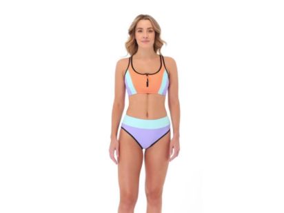 CALIA Women's Zip Front Bikini Medium Support Swim Top