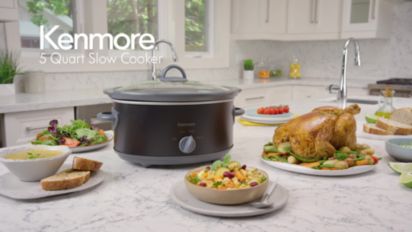 Kenmore Slow Cooker- 5 qt (4.7L)- Easy to Use- Dial Control- Black