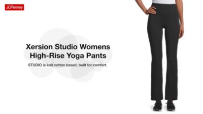 Xersion Women's fitted yoga pants size Large, black and white print  32-34x20