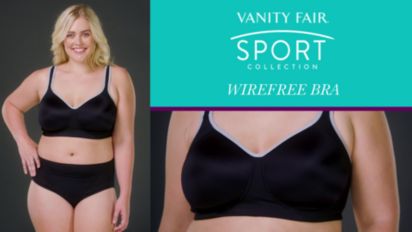 Women's Vanity Fair 71500 Full Figure Wirefree Sports Bra (Black