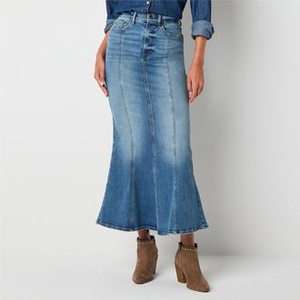 a.n.a Fit And Flare Womens Long Denim Skirt