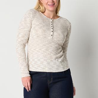 a.n.a Womens Long Sleeve Henley Shirt