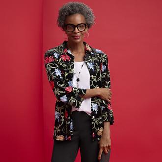 Alfred Dunner Jet Setter Womens Top