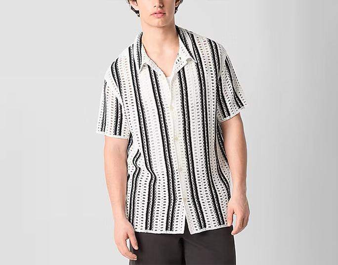 Arizona Mens Short Sleeve Button Front Sweater