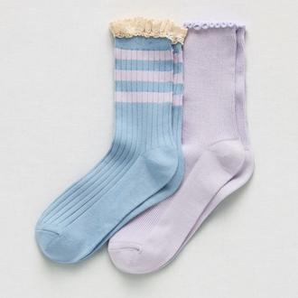 Arizona Rib Lace 2Pair Crew Socks
