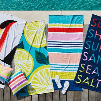 Beach Towels Soak up the fun with vibrant beach towels.