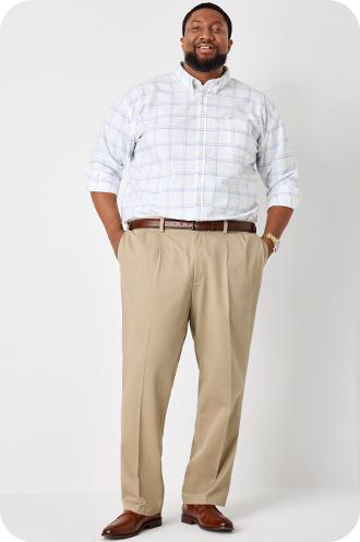 Men s Big Tall Trousers Khaki Flat Front Pants JCPenney