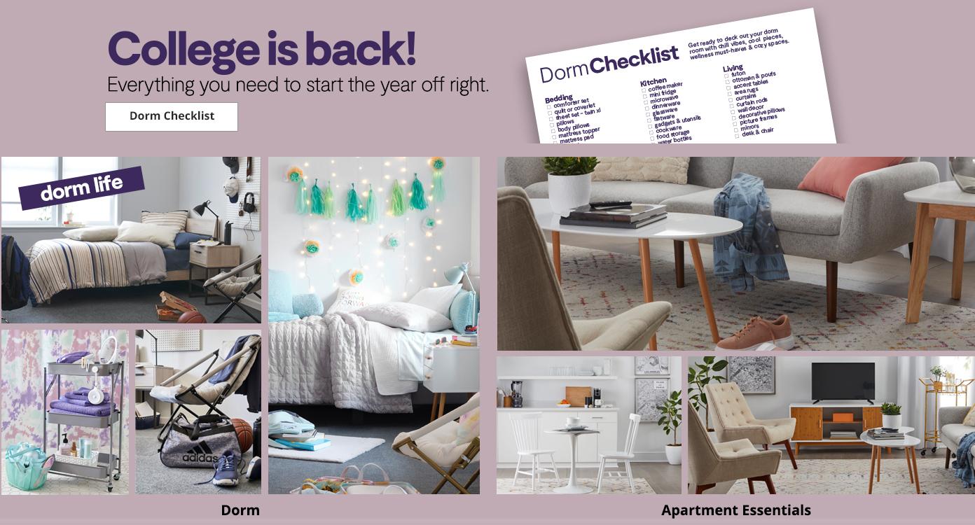 COLLEGE IS BACK! deck out your space with all the essentials. Dorm Apartment Essentials. dorm checklist