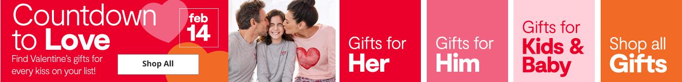 Count down to Love find Valentine's gifts for every kiss on your list shop all feb 14