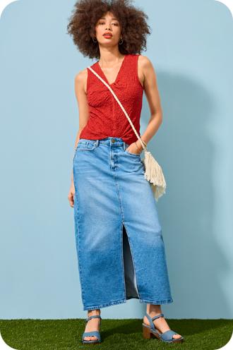 Jcpenney blue best sale jean skirts