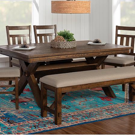 6-Piece Farmhouse Style Dining Table Set with 4 Chairs, Rectangular Table  with Long Bench and 4 Dining Chairs, Rustic Farmhouse Solid Wood Dining  Room Set for Small Places