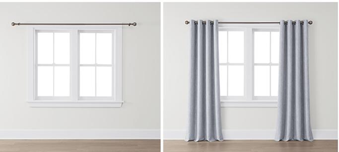 Don't: Hang the curtain hardware too close to the trim and too low