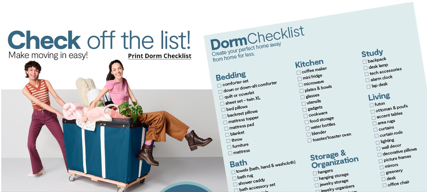PRINT DORM CHECKLIST