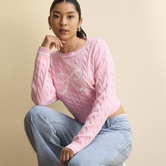 F21 Juniors Cable Knit Pullover Sweater