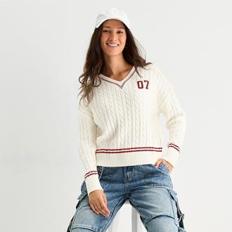 F21 Juniors Embellished Cable Knit Pullover