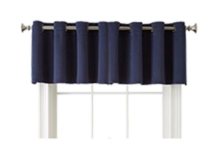 Fabric valances hang across the top of a window to layer or add color to a window