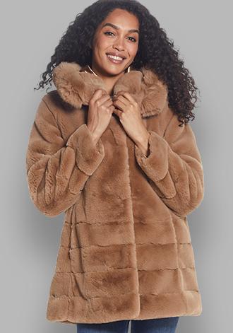 26 International Women's Hooded Faux Fur Jacket