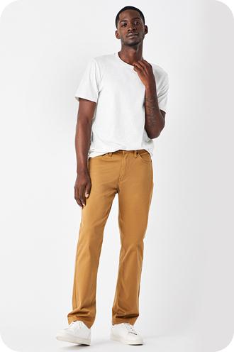 Young Men's School Uniform Twill Flat Front Pants in Khaki