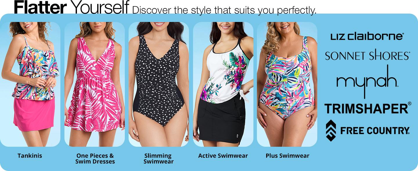 Swimsuits For All Women's Plus Size Split-Neck Short Sleeve Swim