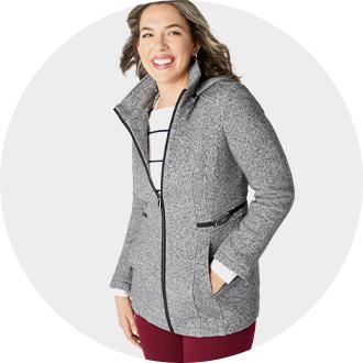 Buy online Women Grey Fleece Jacket from jackets and blazers and
