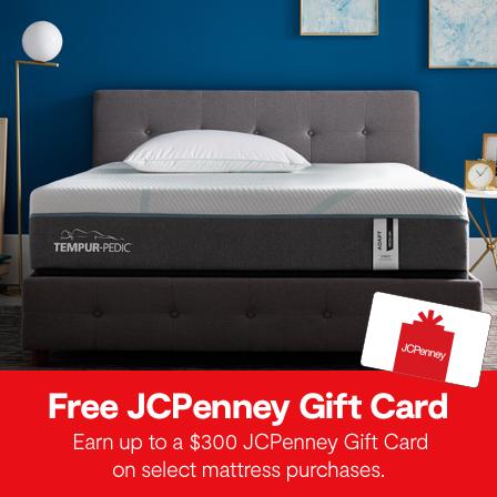 Free JCPenney Gift Card Earn up to a $300 JCPenney Gift Card  on select mattress purchases.