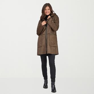 Frye and Co Womens Faux Leather Hooded Coat