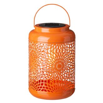 Glitzhome Orange Metal Cutout Lantern