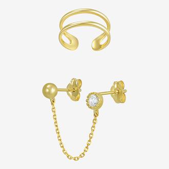 Gold Addiction 2 Pair Earring Set