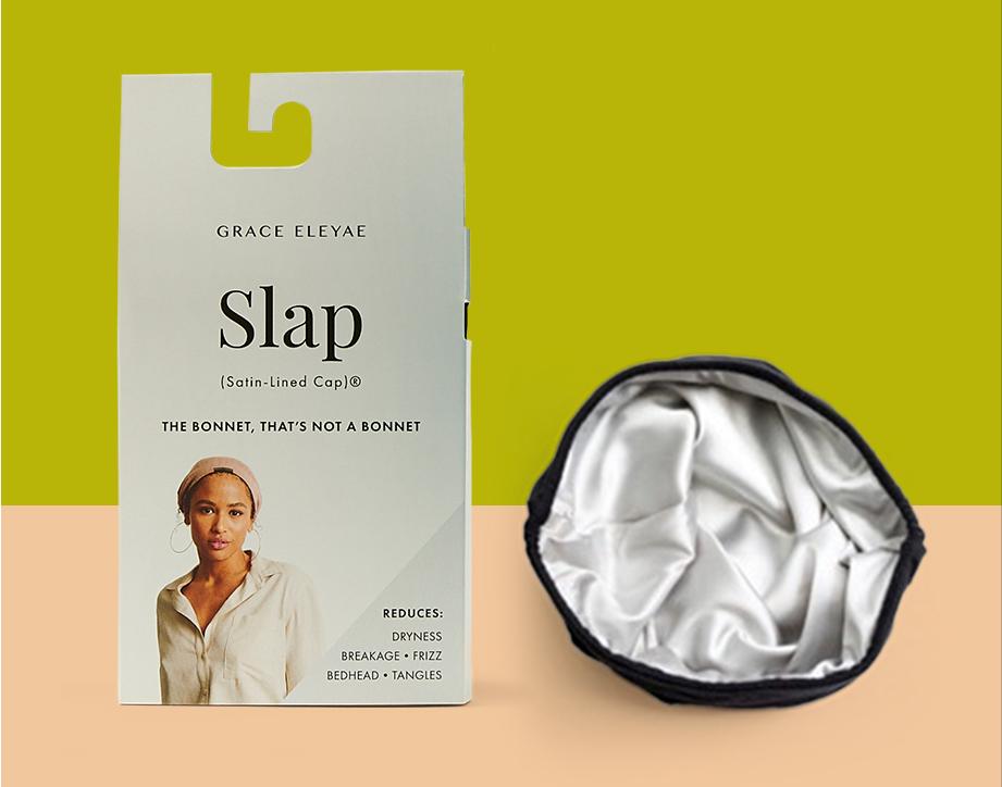 Grace Eleyae®  The Slap (Satin-lined cap©)  protects each strand in style.