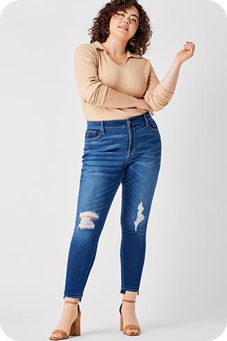 JNGSA Plus Size Jeans for Women Stretch,2023 Women's High Waist