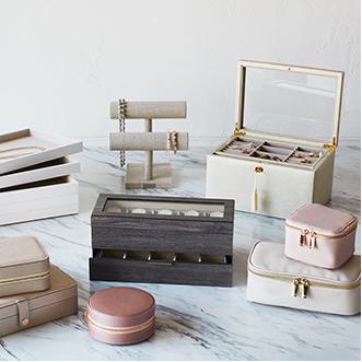 Jewelry Storage Boxes, armoires and travel cases  to keep your jewelry organized.
