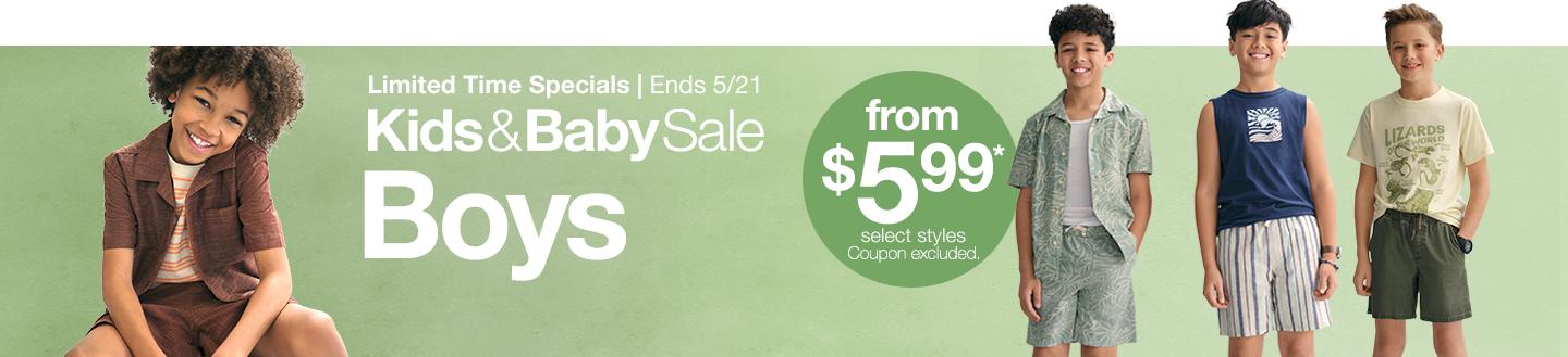 KIDS AND BABY SALE BOYS FROM 5.99