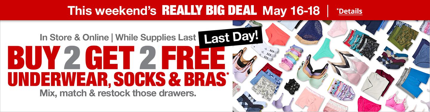 Last Day! Buy 2 get 2 Free Underwear, Socks & Bras*