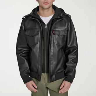 Levi's Mens Faux Leather Hooded Jacket