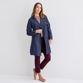 Liz Claiborne Womens Denim Trench Coat