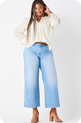 Womens Wide Leg Baggy Jeans Skater Jeans High Waisted Ripped Denim Pants  Tall Women on Pants 20w Womens Pants plus Size Women Pants plus Size on  Pants