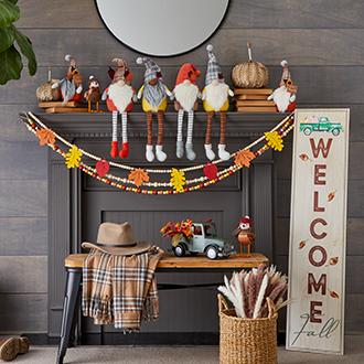 Mantel Decor Deck out your mantel with fall foliage,  adorable gnomes and more.